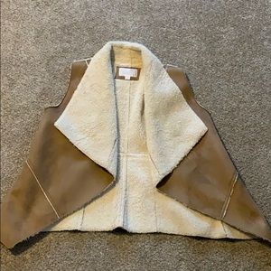 Tan Faux Suede Vest Sherpa Type Line